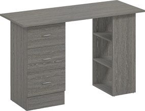 HOMCOM Secretária de computador reversível, mesa de computador com 3 gavetas e 3 prateleiras abertas, 120 x 49 x 72 cm, cinza | Aosom Portugal