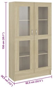 Armário vitrine derivados de madeira carvalho sonoma