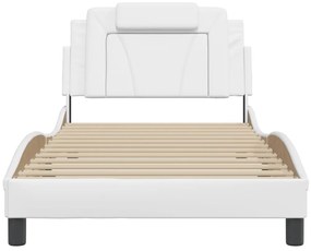 Estrutura cama c/ cabeceira 100x200 cm couro artificial branco