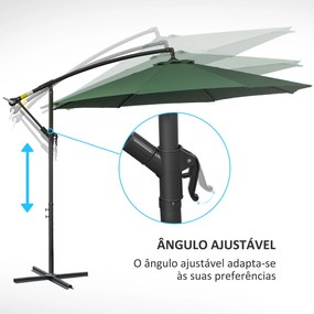 Chapéu de Sol de Jardim Ø295x245cm Chapéu de Sol Excêntrico Inclinável