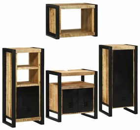 vidaXL Conjunto de Móveis para Banheiro com prateleira com porta 4 pcs