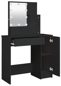 Toucador com luzes LED 86,5x35x136 cm preto