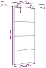 Porta deslizante c/ conj. ferragens 90x205cm vidro ESG preto