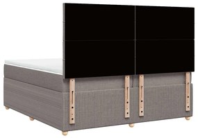 Cama com molas/colchão 200x200 cm tecido castanho-acinzentado
