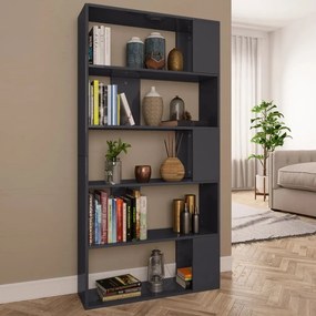vidaXL Estante/divisória 80x24x159 cm cinzento brilhante