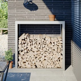 vidaXL Suporte para lenha 100x40x100 cm aço inoxidável