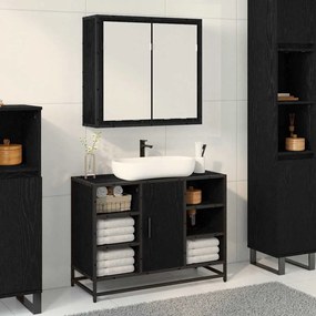 vidaXL Armário de Espelho para Banheiro Carvalho preto 65 x 20 x 60 cm