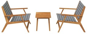 Cadeiras de Jardim com Mesa, Conjunto de 3 Peças, Preto e Branco, Made