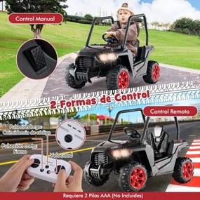 Carro de brincar a bateria de 24V com controlo remoto 3 velocidades 2 suspensões de mola Música de arranque lento Preto