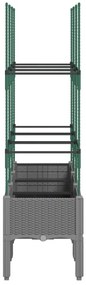 Vaso/floreira jardim c/treliça 120x40x142,5cm PP cinzento-claro