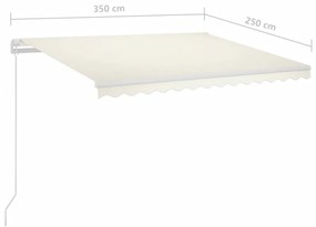 Toldo automático LED e sensor de vento 3,5x2,5 m cor creme