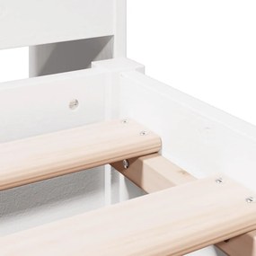 Cama com estante sem colchão 140x190 cm pinho maciço branco
