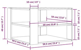 Mesa de centro 59,5x59,5x40 cm derivados madeira cinza sonoma