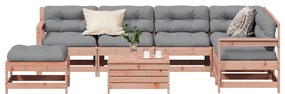 8 pcs conj. lounge jardim c/ almofadões madeira douglas maciça