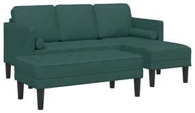 Conjunto de Sofá 2 peças com Almofadas Tecido Verde Escuro