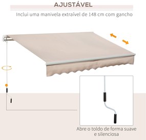 Toldo Manual Retrátil 295x200 cm Toldo para Varanda com Manivela de Me