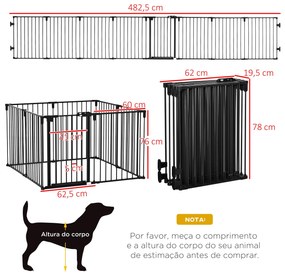 PawHut Parque para Cães com 8 Painéis 60x76cm Barreira de Proteção par