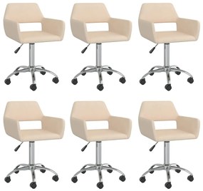 vidaXL Cadeiras de jantar giratórias 6 pcs tecido cor creme