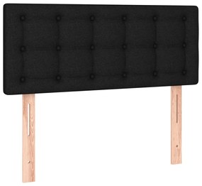 Cama box spring c/ colchão e LED 120x190 cm tecido preto