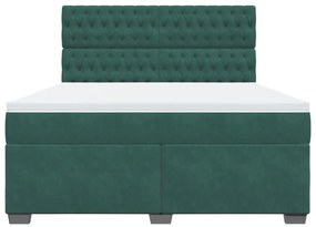 Cama com molas/colchão 180x200 cm veludo verde-escuro