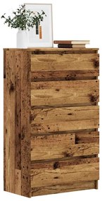 Cómoda com 5 Gavetas - 60x36x103 cm - derivados madeira - madeira velh