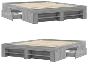 Estrutura de cama 150x200 cm derivados de madeira cinza sonoma