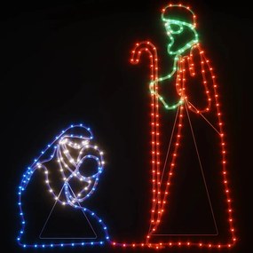 Figura de Maria e José com 264 LEDs 40x55&amp;38x100 cm