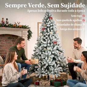 Árvore de Natal Nevada 230 cm com 1000 Pontas em PVC Ignífugo, Ramos Articulados, Montagem Rápida, Verde e Branco
