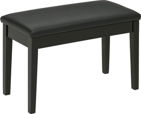 Banco de piano com assento almofadado, pés em madeira maciça e revestimento sintético, 75 x 35 x 49 cm, preto