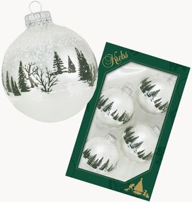 Bolas de Natal pintadas à mão Snow Hare, conjunto de 4