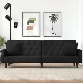 vidaXL Sofá-cama com apoio de braços veludo preto
