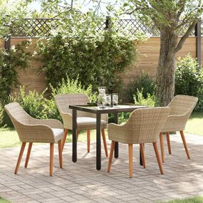 vidaXL Conjunto de Jantar de Jardim 5 Peças em Vime Bege