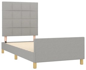 Estrutura de cama sem colchão 90x190 cm tecido cinzento-claro