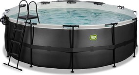 Piscina redonda Black Leather ø427x122cm com bomba de filtro de areia e cobertura cúpula - preta