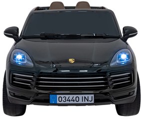 Carro elétrico para Crianças 12V Porsche Cayenne S Rodas de EVA, Assento de couro Preto Pintado