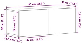 Conjunto de móvel de TV 8 pcs Carvalho Preto 80 x 30 x 30.5 cm