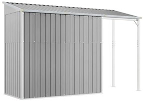 Abrigo de jardim com alpendre 277x107x181 cm aço cinza-claro