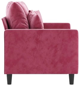Sofá de 2 lugares veludo 120 cm vermelho tinto