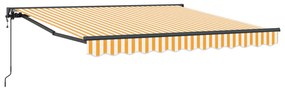 vidaXL Toldo Retrátil Amarelo e Branco 350 x 250 cm Poliéster e Metal