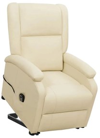 Poltrona elevatória couro artificial cor creme