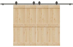 Kit de ferragens para porta deslizante 366 cm aço preto