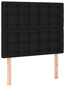 Cama box spring c/ colchão e LED 90x200 cm tecido preto