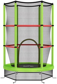 HOMCOM Trampolim Infantil Ø140x190 cm Trampolim para Crianças de 3-6 Anos com Rede de Segurança Carga 45 kg para Interior Verde