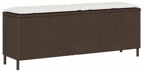 vidaXL Banco de jardim com almofadão 110x30x40,5 cm vime PE castanho