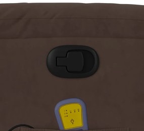 Poltrona de massagens reclinável tecido de microfibra castanho