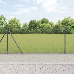 vidaXL Cerca de Arame Soldado com 7 Postes Flangados Cinza 0.8x10 m Aço