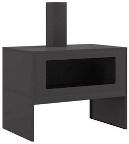 Fogueira com Chaminé Preta 80x50x96 cm Aço