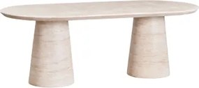 Mesa De Jardim Oval 220x95 Cm Em Cimento Noemi Look Travertino - Sklum