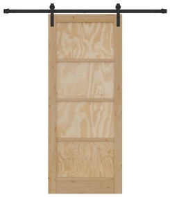 Porta Deslizante vidaXL com Conjunto de Hardware 83x202 cm Madeira Sól