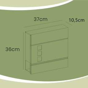 Caixa de correio 37 x 10,5 x 37 cm preta